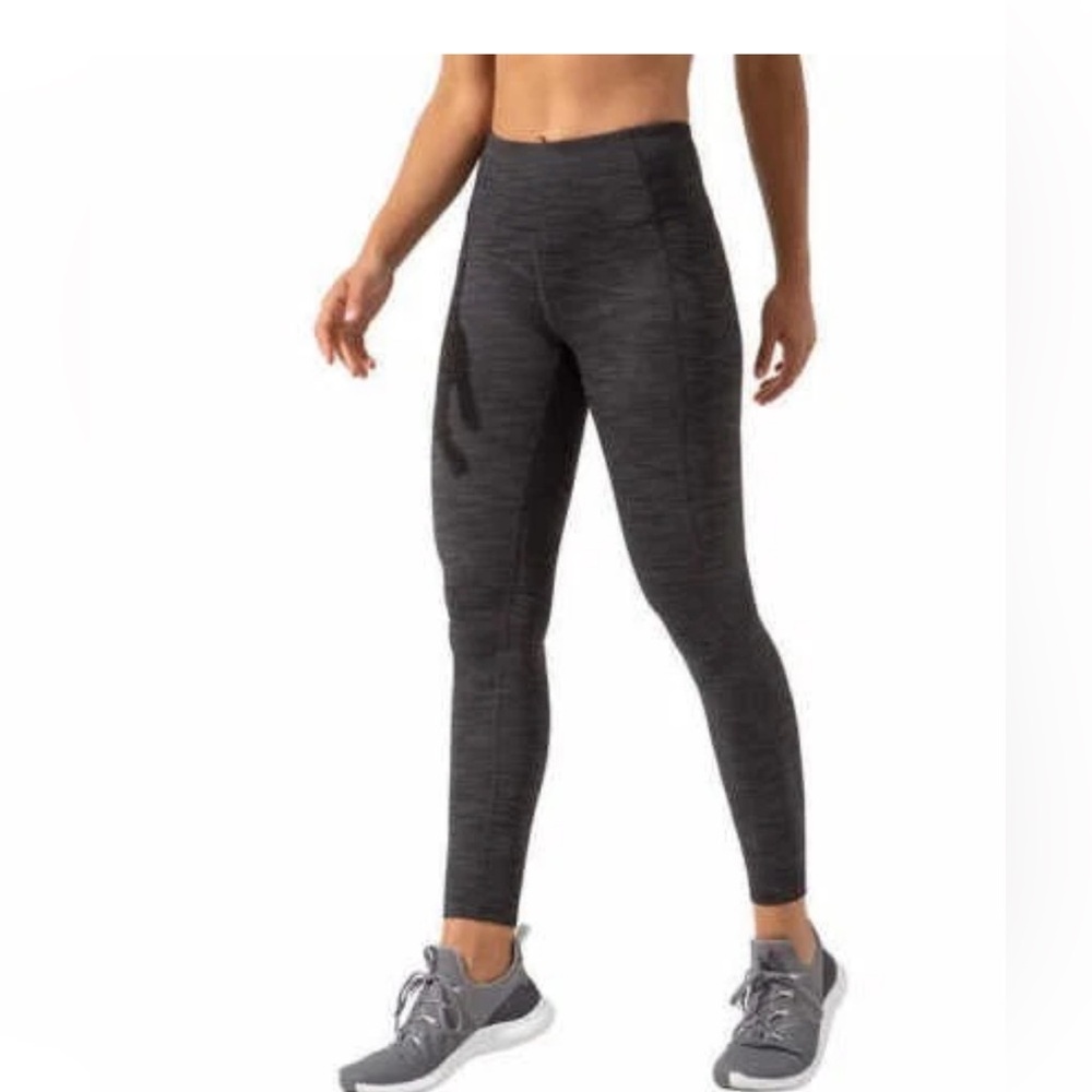 Mondetta Performance Luxury Charcoal Gray Jacquard Textured Leggings Phone Pkt